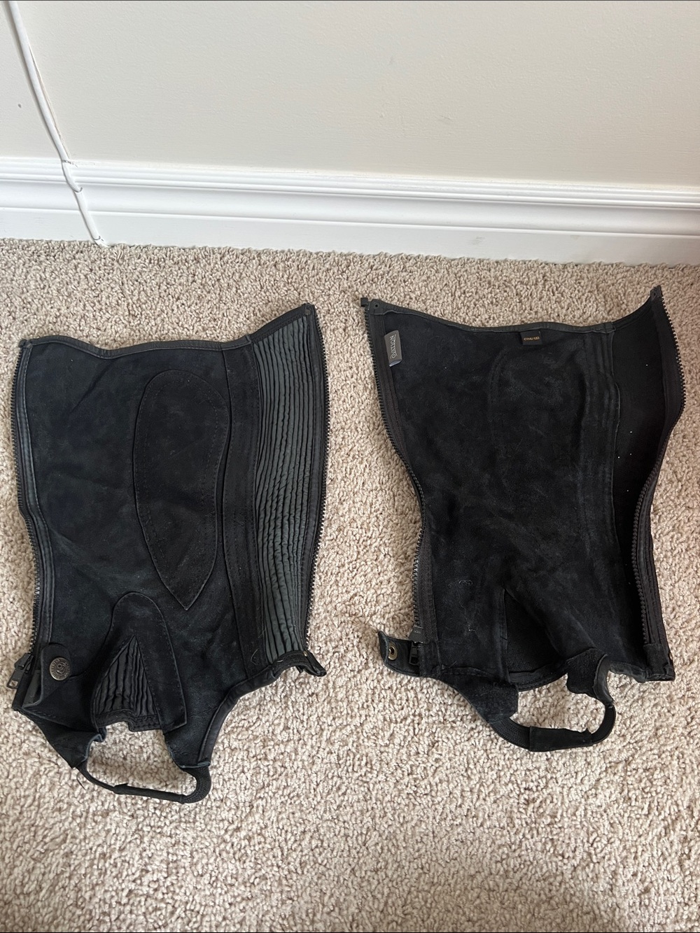 Children’s Black Suede Half Chaps - Slip-On Riding Gaiters